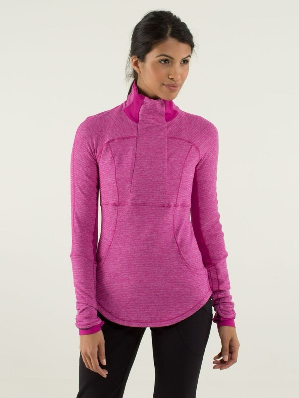 Lululemon Athletica Pink 1/2 Zip Base Runner Thermal Pullover Top Womens Size 8